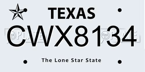 CWX8134 Texas License Plate