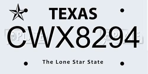 CWX8294 Texas License Plate