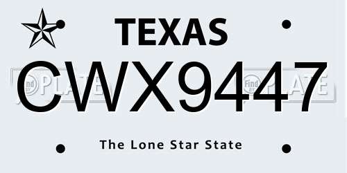 CWX9447 Texas License Plate