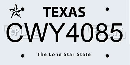 CWY4085 Texas License Plate