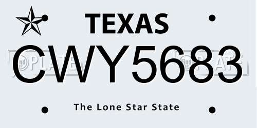 CWY5683 Texas License Plate