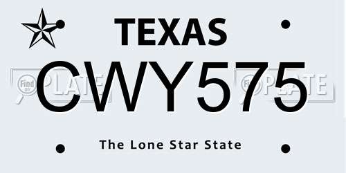 CWY575 Texas License Plate