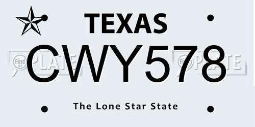 CWY578 Texas License Plate