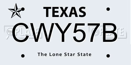 CWY57B Texas License Plate