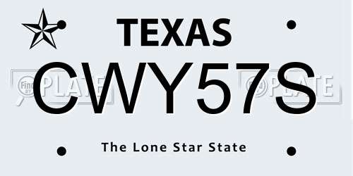 CWY57S Texas License Plate