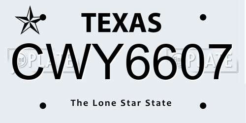 CWY6607 Texas License Plate