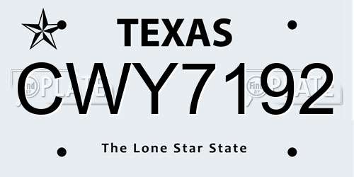 CWY7192 Texas License Plate