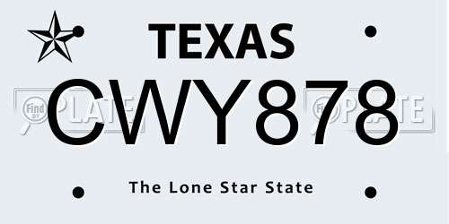 CWY878 Texas License Plate