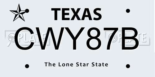 CWY87B Texas License Plate