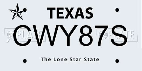 CWY87S Texas License Plate