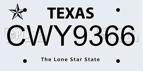 CWY9366 Texas License Plate