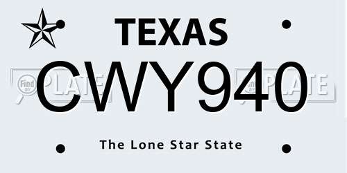 CWY940 Texas License Plate