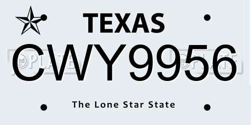 CWY9956 Texas License Plate