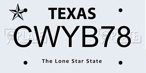 CWYB78 Texas License Plate