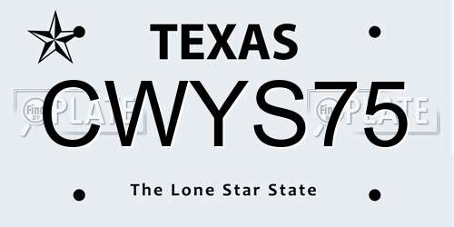 CWYS75 Texas License Plate