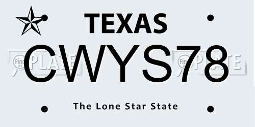 CWYS78 Texas License Plate