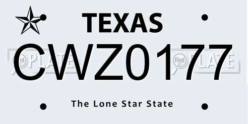 CWZ0177 Texas License Plate