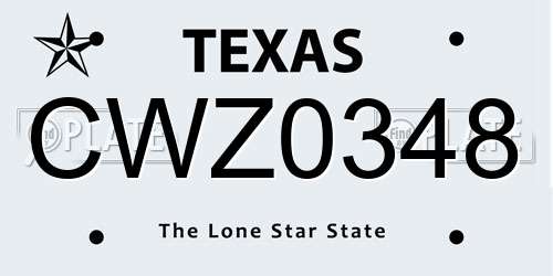 CWZ0348 Texas License Plate