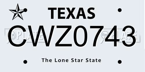 CWZ0743 Texas License Plate