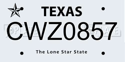 CWZ0857 Texas License Plate
