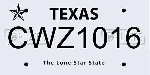 CWZ1016 Texas License Plate
