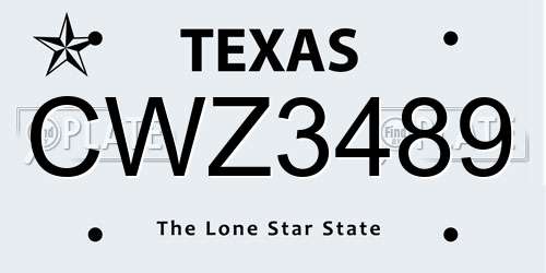 CWZ3489 Texas License Plate