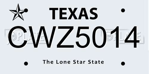 CWZ5014 Texas License Plate