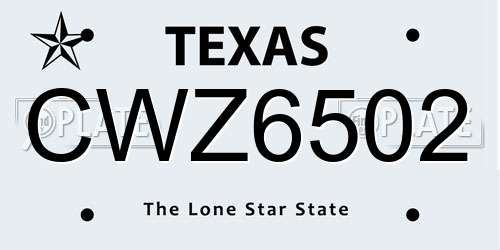 CWZ6502 Texas License Plate