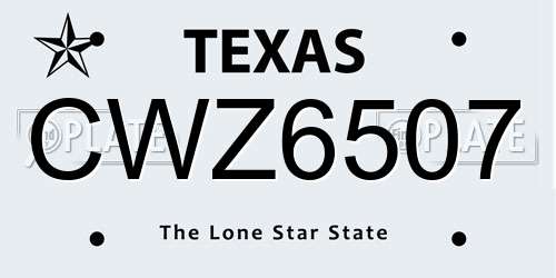 CWZ6507 Texas License Plate