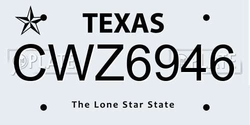 CWZ6946 Texas License Plate