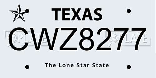 CWZ8277 Texas License Plate