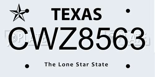 CWZ8563 Texas License Plate