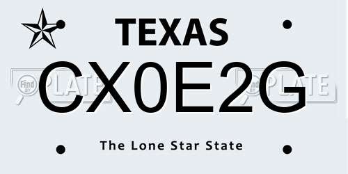 CX0E2G Texas License Plate