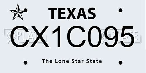CX1C095 Texas License Plate