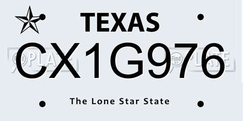 CX1G976 Texas License Plate