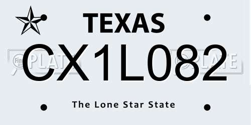 CX1L082 Texas License Plate