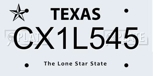 CX1L545 Texas License Plate