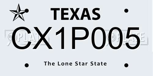 CX1P005 Texas License Plate