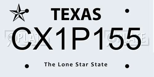 CX1P155 Texas License Plate