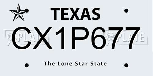 CX1P677 Texas License Plate