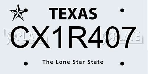 CX1R407 Texas License Plate