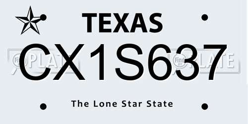 CX1S637 Texas License Plate