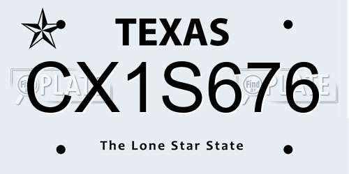 CX1S676 Texas License Plate