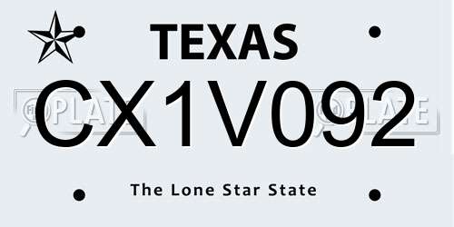 CX1V092 Texas License Plate