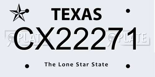 CX22271 Texas License Plate