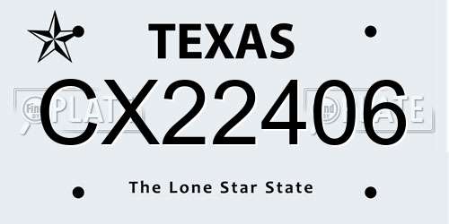 CX22406 Texas License Plate