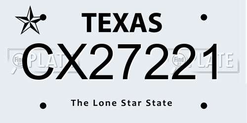 CX27221 Texas License Plate