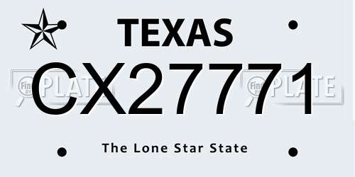 CX27771 Texas License Plate