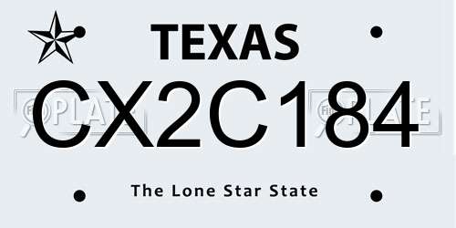 CX2C184 Texas License Plate