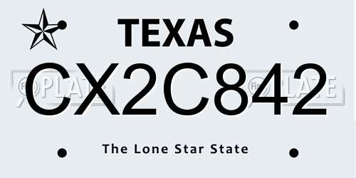 CX2C842 Texas License Plate